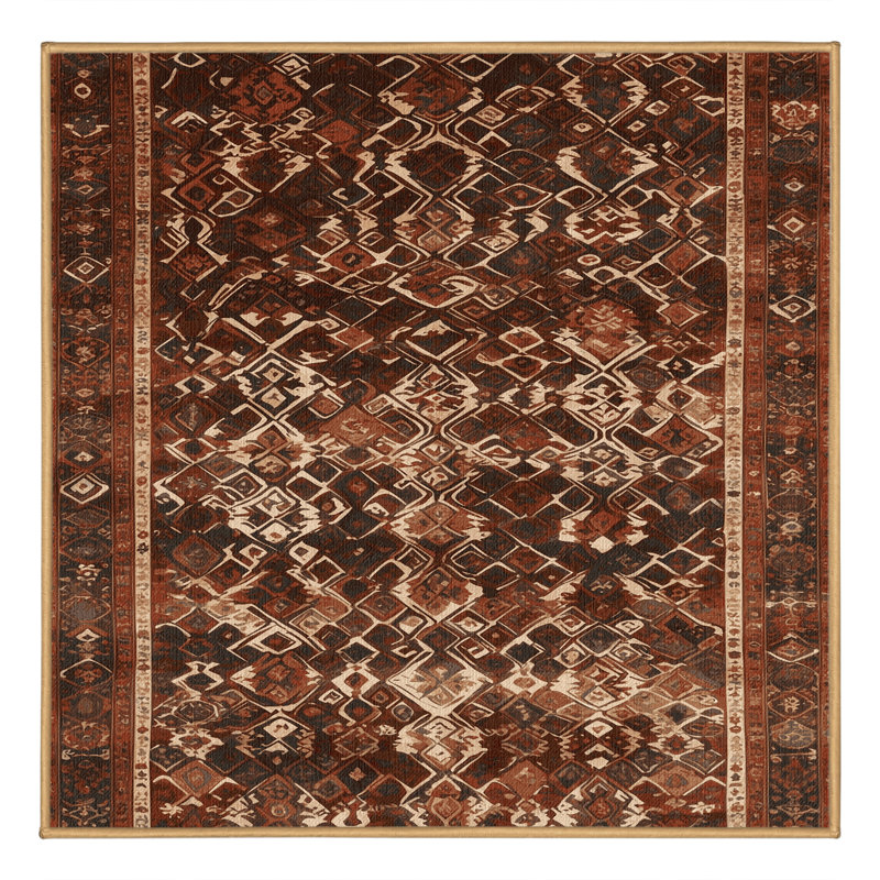 Machine Washable Persian Brown Area Rug, Square 8'