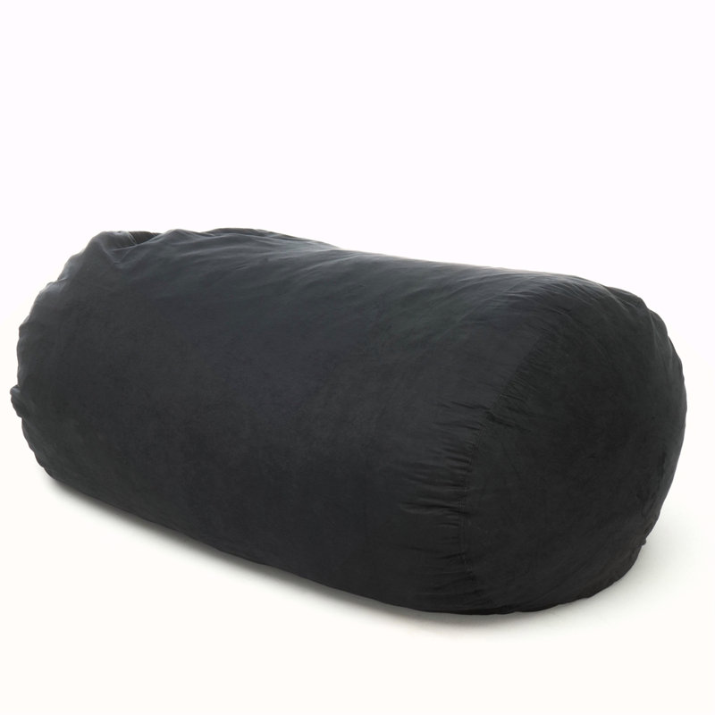 Fauteuil à billes cylindrique en suède de 6,5 pieds Lara, noir