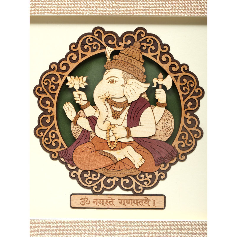  Sculpture sur bois 10 po Bhage Ganesha | Art mural spirituel, décoration sacrée