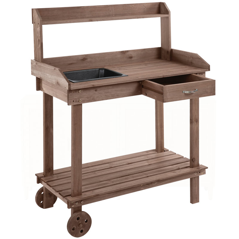 Table de travail en bois, Brun