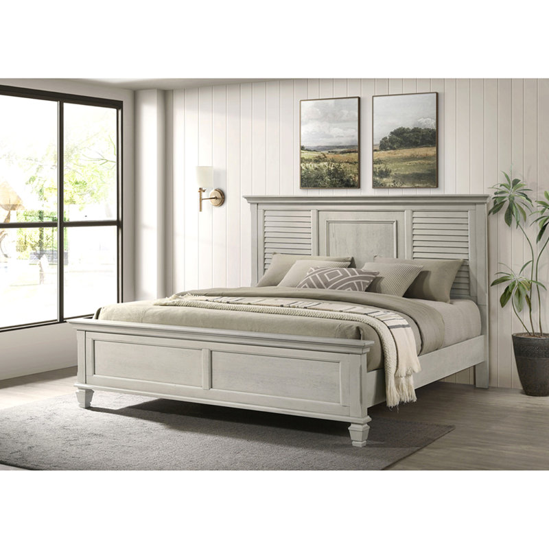 Hazelwood Distressed White Eastern King Panel Bed