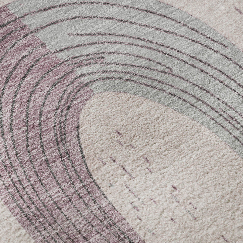 Premium Machine Washable Mehara AMF1698 Geometric Rug, Round 8'