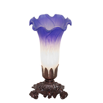 8" High Blue/White Pond Lily Victorian Mini Lamp