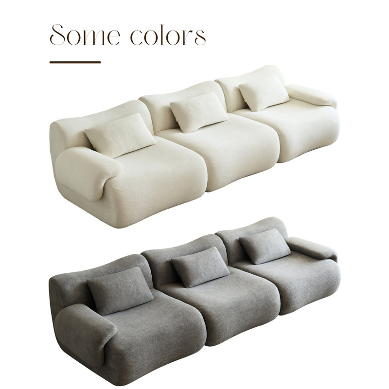 Canapé 3 places beige et blanc, éponge haute densité 33D, tissu de qualité, design, style minimaliste moderne pour une chambre à coucher