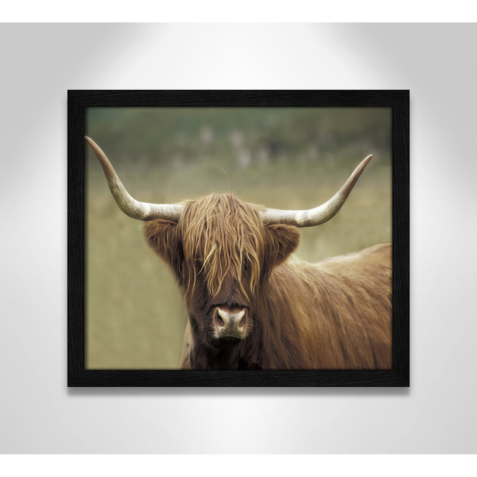 Frederic "Highland Afternoon" Print, 13" H x 15" W x 0.75" D, Black Wood Grain Framed