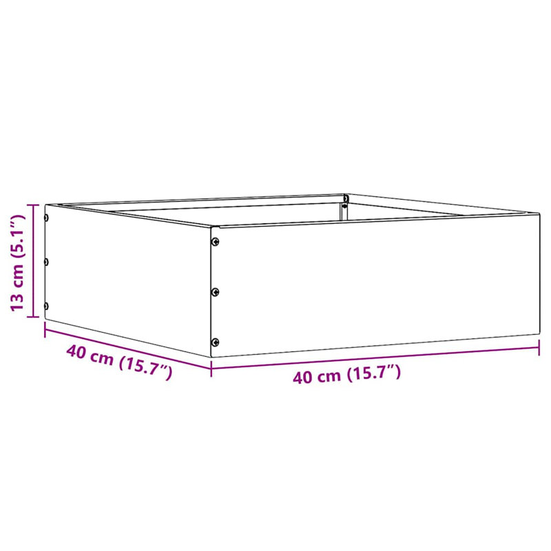 13 cm H Steel, 13cm H x 40cm W, Black