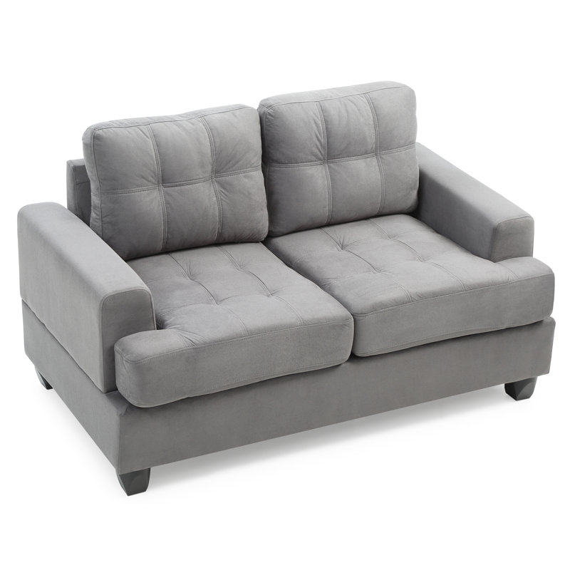 Baerman 58" Recessed Arm Loveseat, Gray Faux Leather
