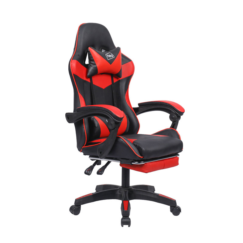 Racing Massage Computer Gaming Chair with Footrest, Red/Black