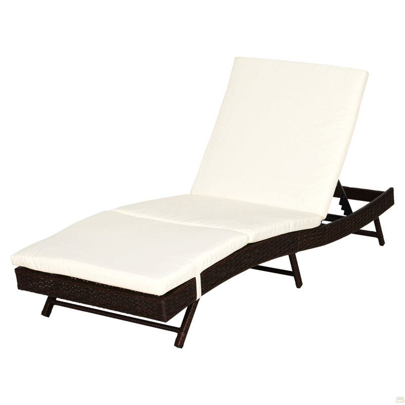 Patio Chaise Lounge, Pool Chair, Black, White