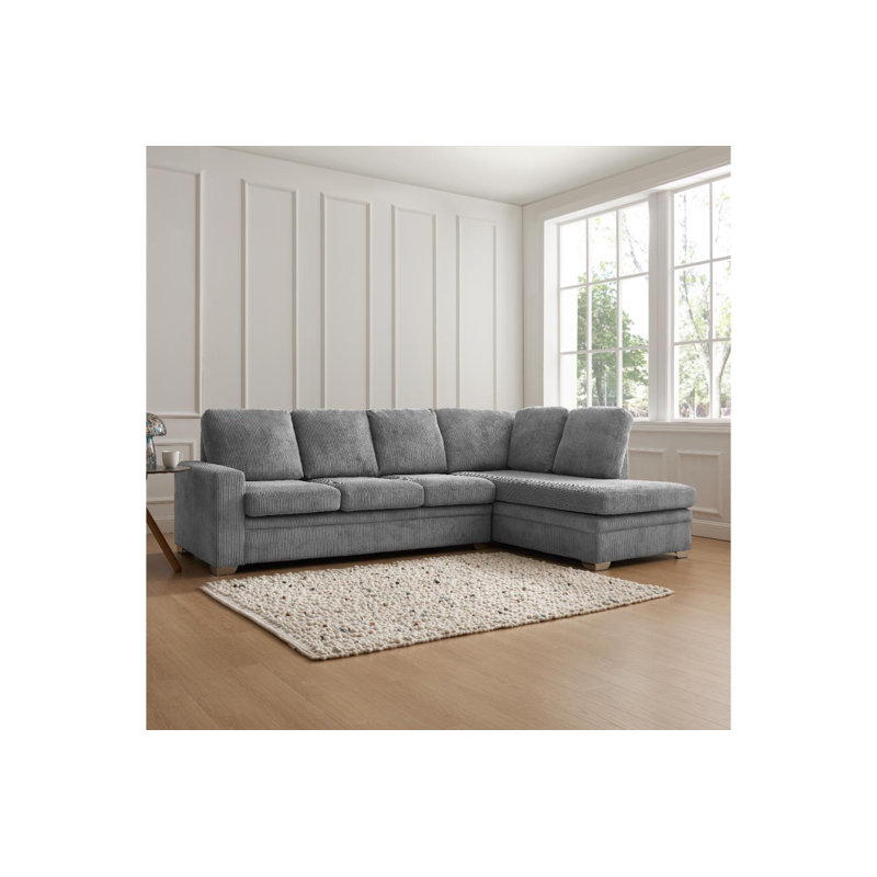 Porath Left-Hand Facing Upholstered Corner Sofa, Grey, Right Hand Facing