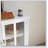 Spacious Buffet Storage Cabinet With Double Glass Doors And Unique Bell Handles For Modern Kitchens