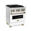 ZLINE Autograph 30" Legacy Dual Fuel Range w/ 4 Burners & White-88587456