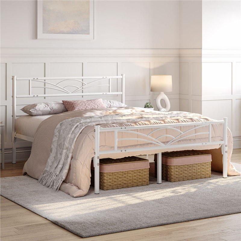 3Ft Single Metal Bed Frame, White, Double (4'6)