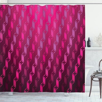 Abstract Stripe Psychedelic Motif Fashion Gradient Retro Structured Grid Art Shower Curtain Set -  Ambesonne, sc_22128_extralong