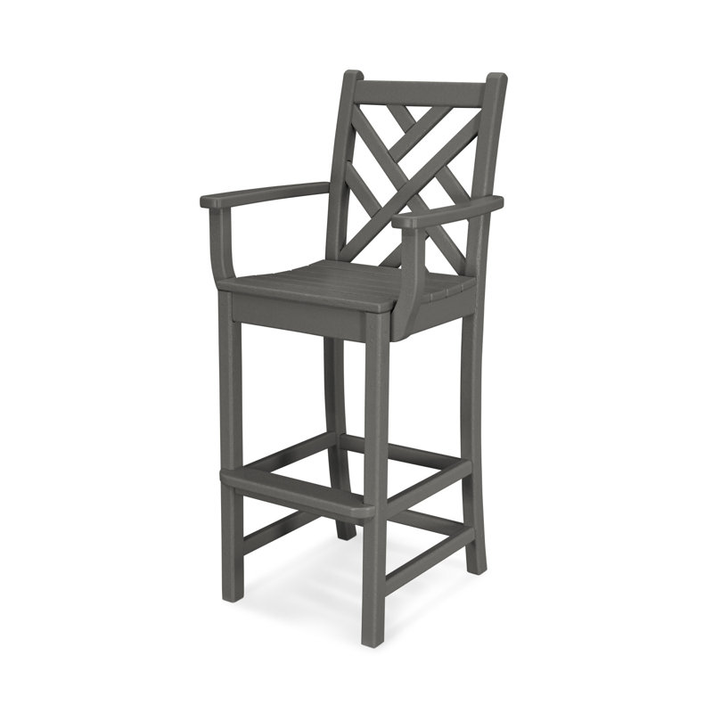 Chaise de bar POLYWOOD Chippendale en sable, Gris ardoise