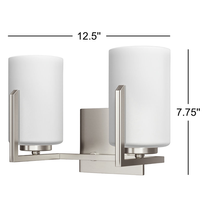 Éclairage pour salle de bain à intensité variable à 3 lumières de 21,25 po Roni, Nickel satiné, 2 lumières