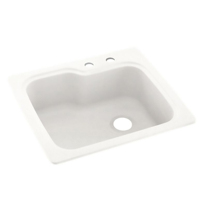 25'' L Mounting / Installation Required Single Bowl Solid Surface Kitchen Sink, 2 Hole 2C, Ivory