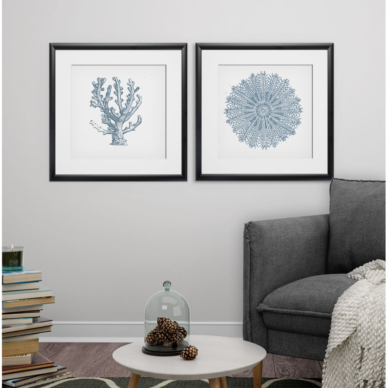 Corail 2 - ensemble de 2 reproductions d'art graphique, Cadre noir