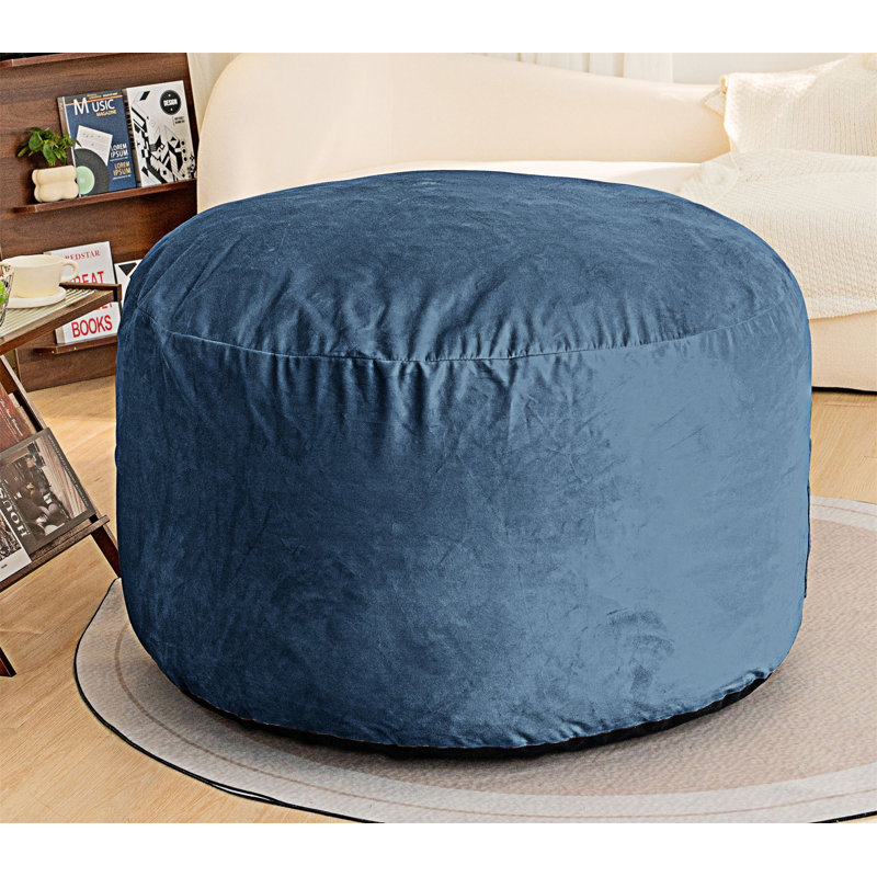 Fauteuil à billes_W2510P, Velours litchi bleu foncé, H 25,62 po x l 44,91 po x P 44,91 po