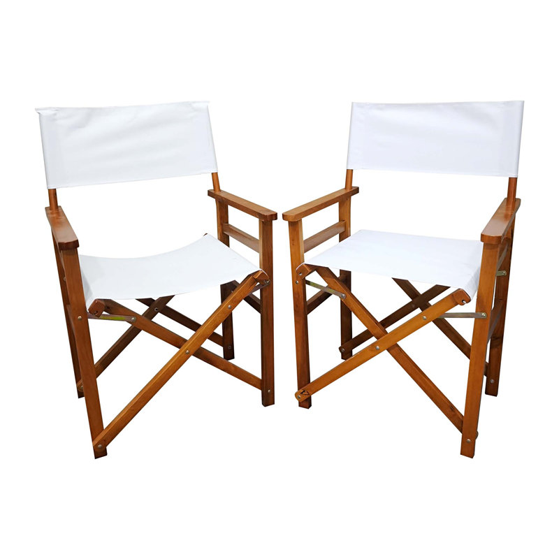 Chaise de réalisateur pliante Enger, Blanc, Bois
