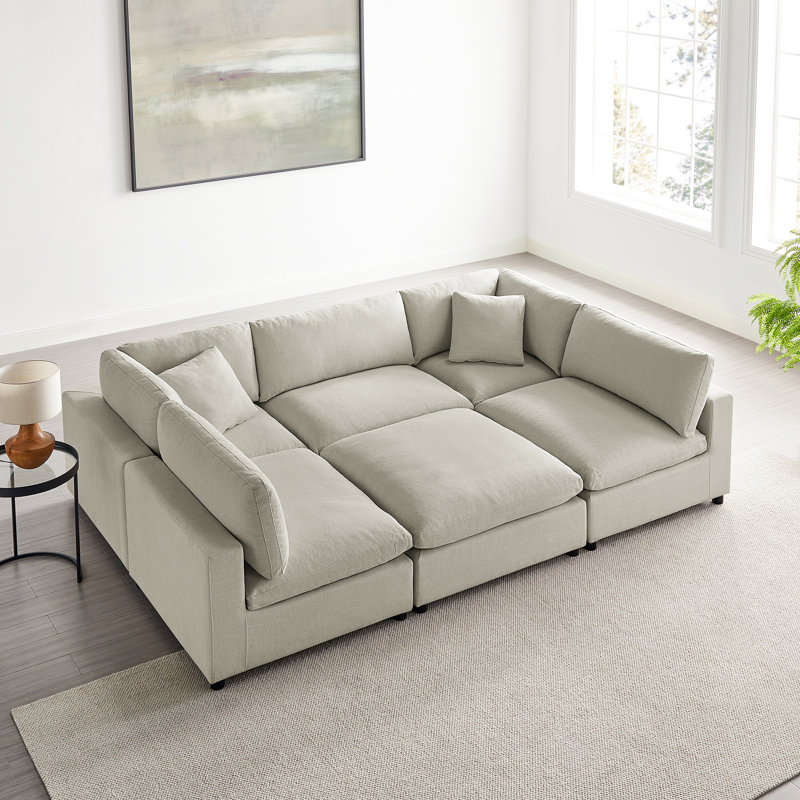 Vinessa Modular Sectional - 6-Piece Nest, Beige Polyester