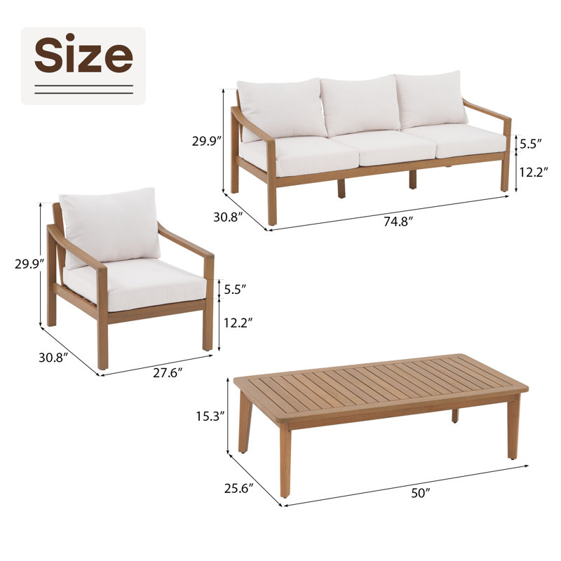 Outdoor 5 Person Conversation Set With Cushions, White