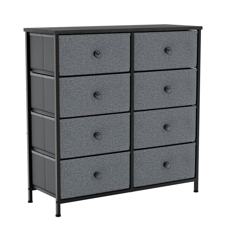 Chorley 8 Drawer Fabric Drawer Chest UKFR Certified, Grey/Black