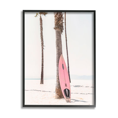 " Pink Surfboard on Coast " Color Photography