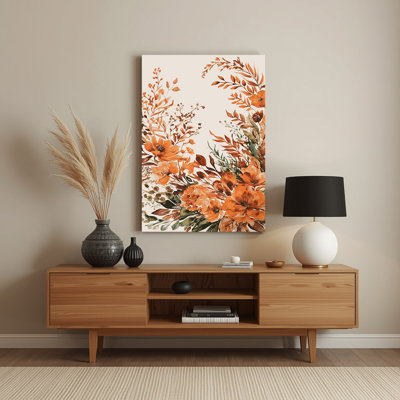 Aquarelle florale 50, art mural en métal beige