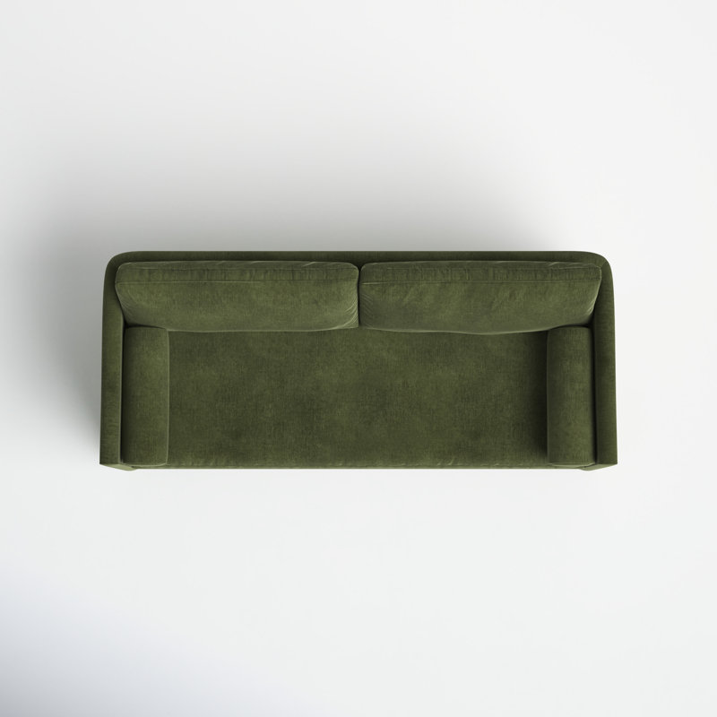 Distressed Green Velvet 90.5'' Upholstered Sofa with Bolster Pillows
