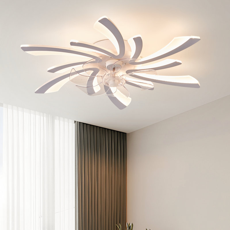 Abson 30.71" 7 - Blade Reversible LED Dimmable Ceiling Fan With Light And Remote, White