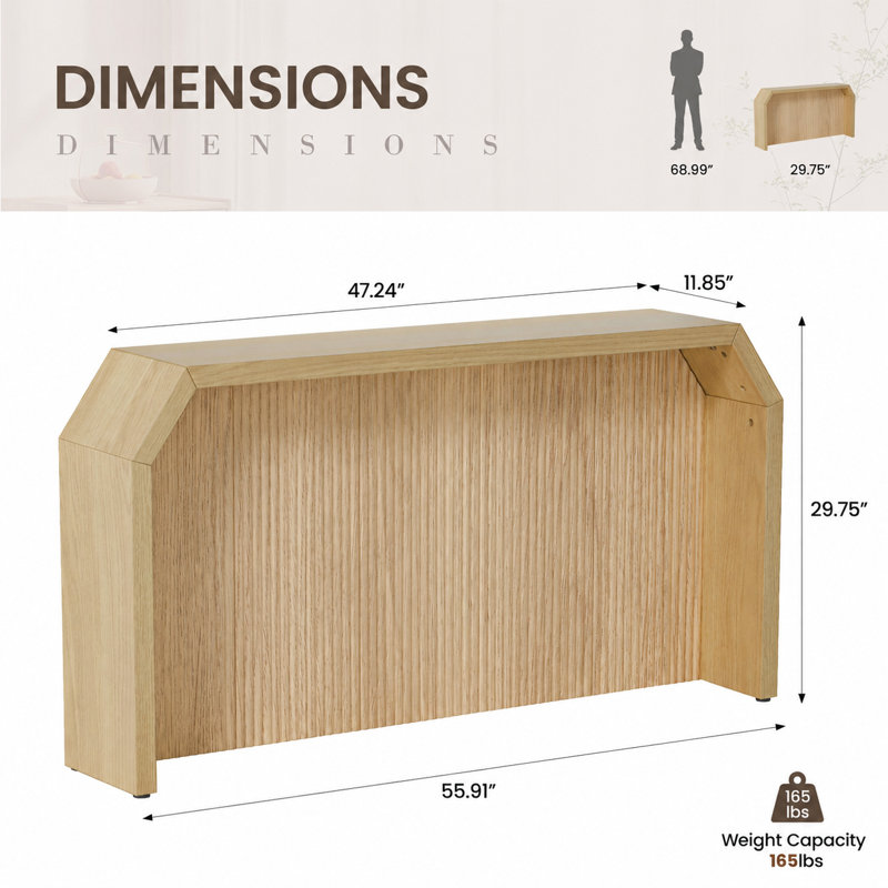 55.91" Console Table, Modern Entryway Foyer Table For Hallway & Living Room, Natural