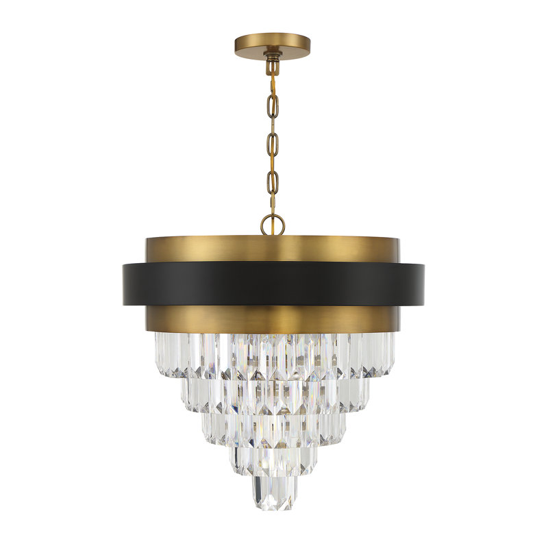 Marquise 4-Light Chandelier in Matte Black with Warm Brass Accents