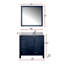 Meuble-lavabo de salle de bain 36 po X P 22 po D, dessus en quartz décalé à droite, ensemble de robinet et Miroirs-2143774605