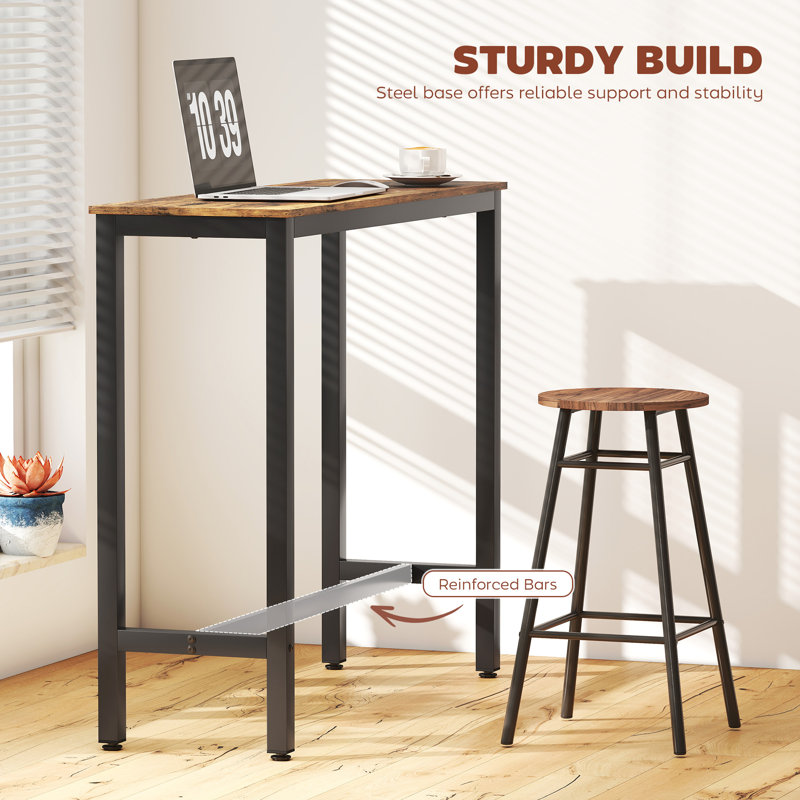 Fiedling 120cm Steel Trestle Dining Table, Rustic Brown