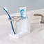 Porte-brosse à dents et dentifrice en céramique iDesign pour salle de bain - blanc satiné / nickel