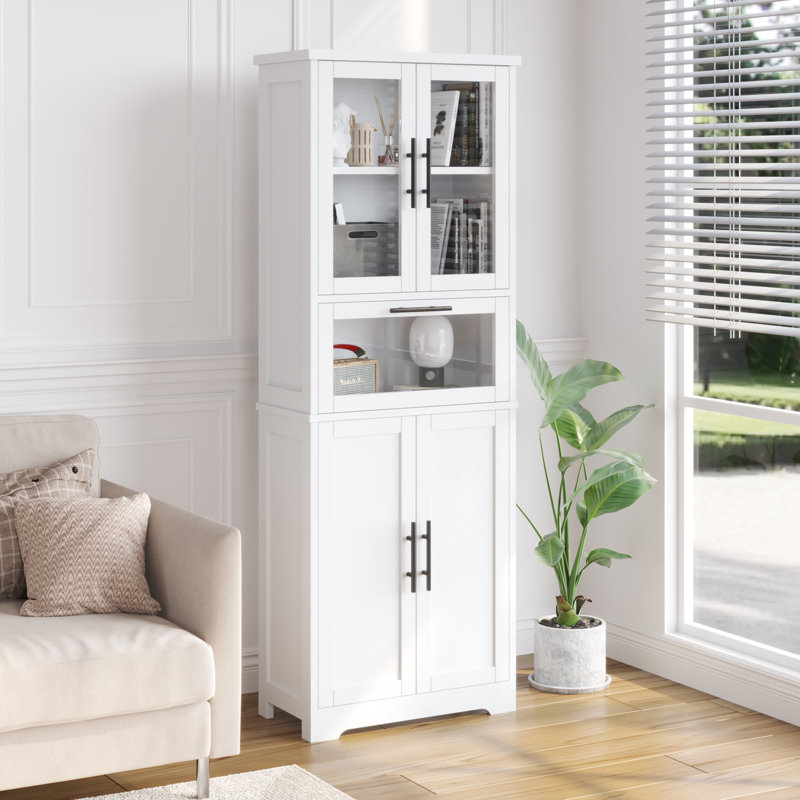 Armoire de rangement blanche à 5 niveaux et 66 portes 66,9 pouces de hauteur Kahryn