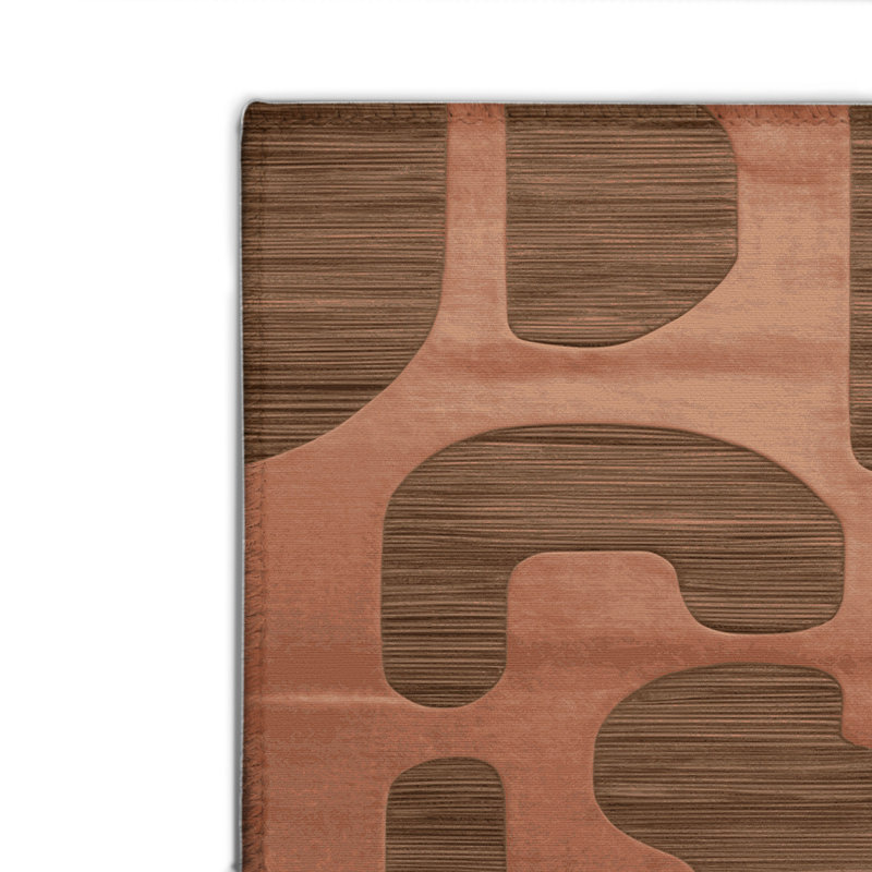Tapis brun abstrait intérieur et extérieur, Rectangulaire 2 pi x 3 pi