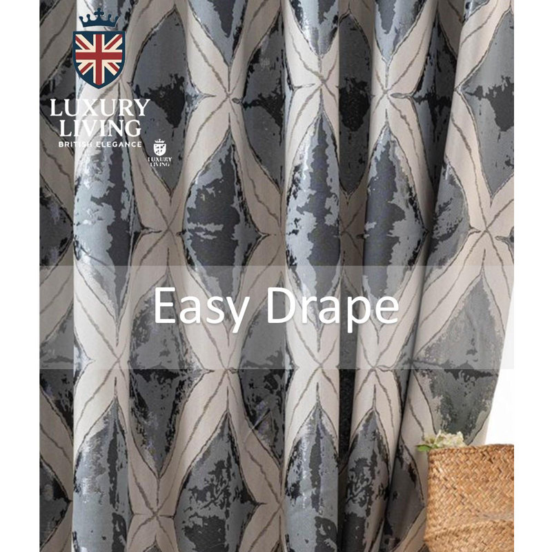 Room Darkening Curtain Pair, 229cm Width  x 229cm Drop, Grey/Silver