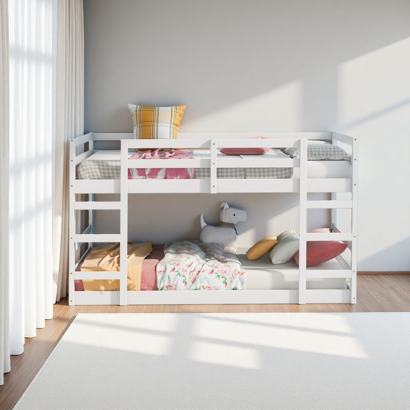 Lit superposé avec échelle, Simple sur simple, Blanc