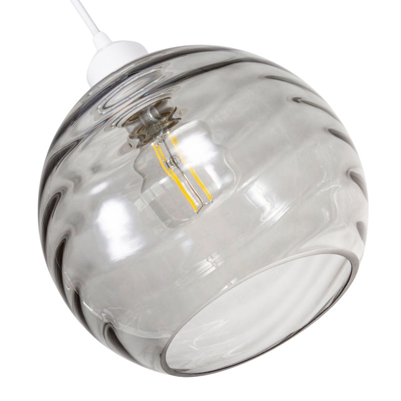 Modern Designer Circular Ribbed Glass Non Electric Pendant Lamp Shade, Grey