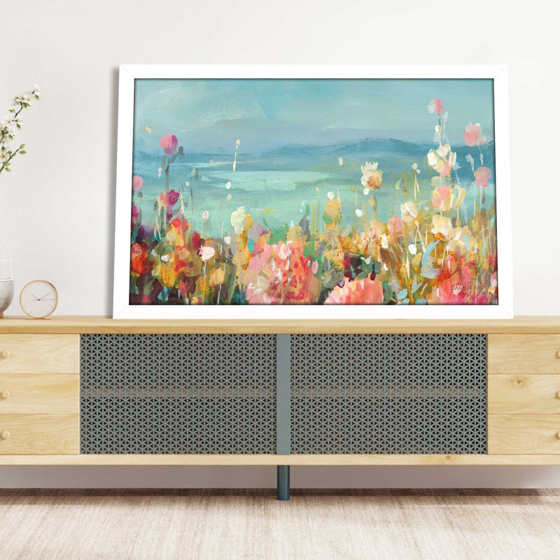 Coastal Dahlias Crop - Peinture, L 27,5 po x H 21,5 po, Cadre blanc