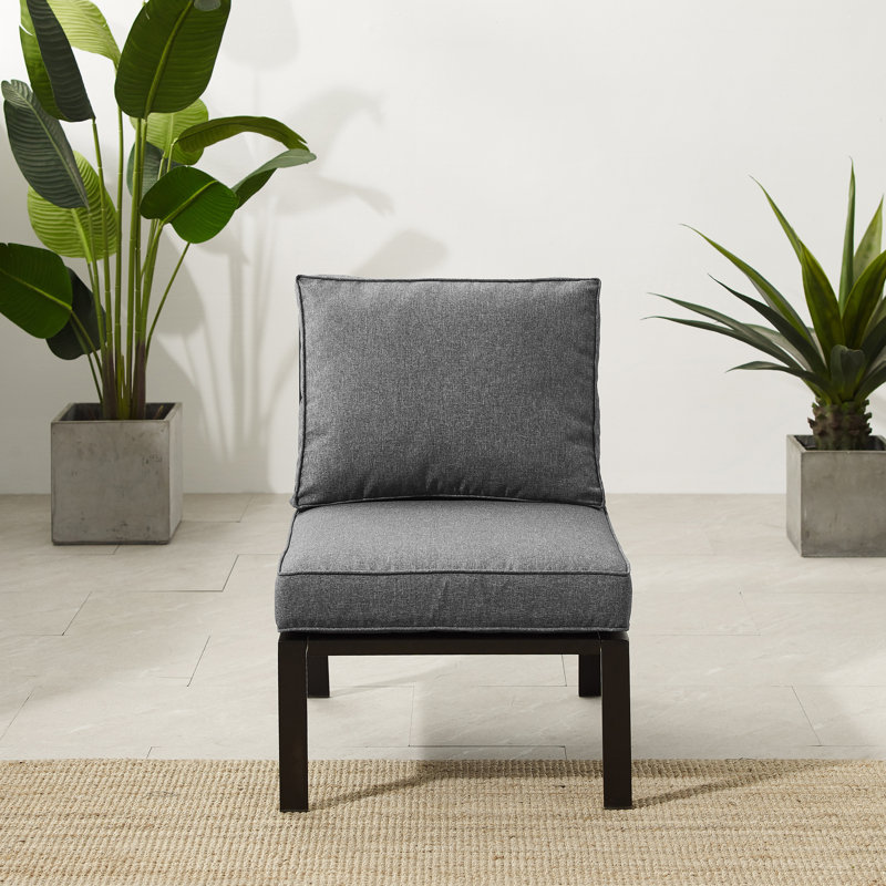 Chaise de patio en métal avec coussins Stillas, Gris anthracite