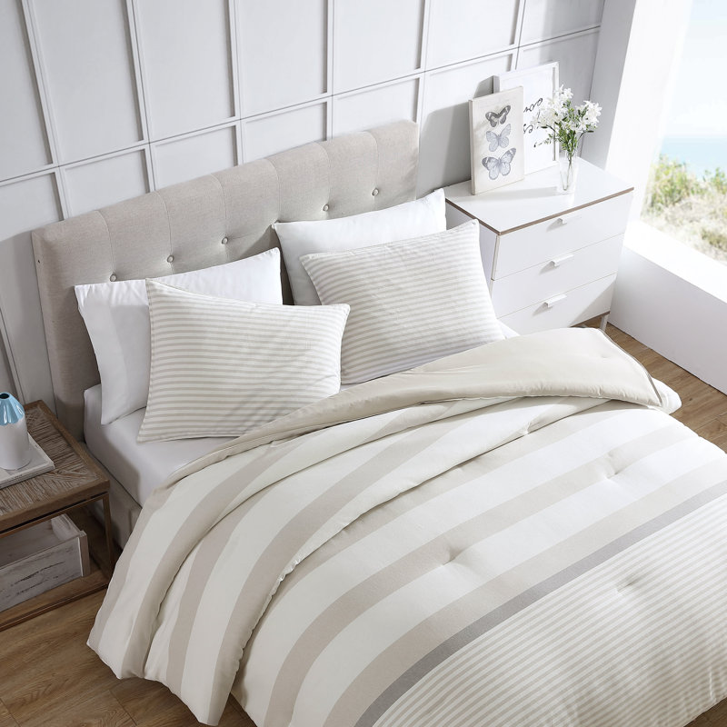 Ensemble d'édredon réversible en coton Nautica Saybrook, Édredon double / grand + 2 taies décoratives sta