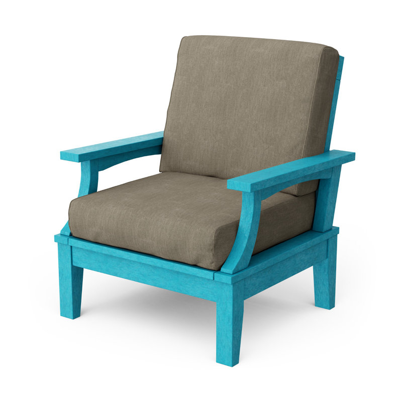 Chaise à assise profonde Heritage, Bleu, Brun