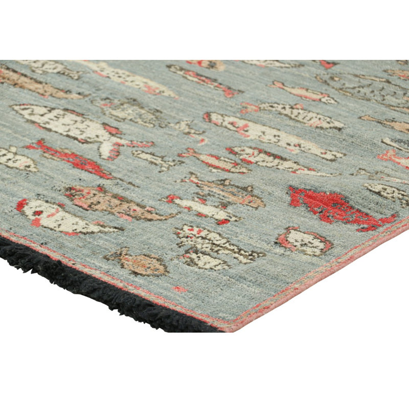 Burano Hand Knotted Wool Area Rug, Runner 3' x 8'
