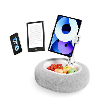 Soft Grey Fuzzy Tablet Holder