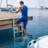 Removable Dock Ladder, 4 Steps, Aluminum Alloy Pontoon Boat Swim Ladder, with Non-Slip Wide Steps, 500 lbs Weight Capacity, Quick Release Design, for Lake Swimming, Pool, Boat, Marine Boarding