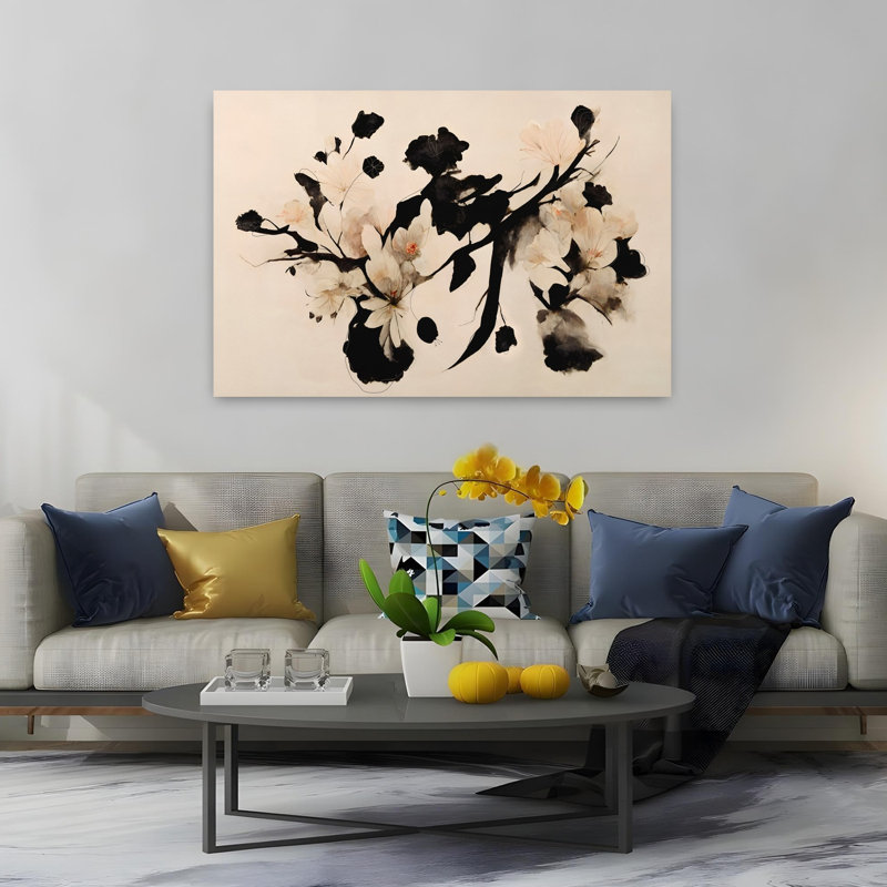 Art contemporain délicat, fleur de cerisier moderne, art naturel, H 60 po x l 40 po