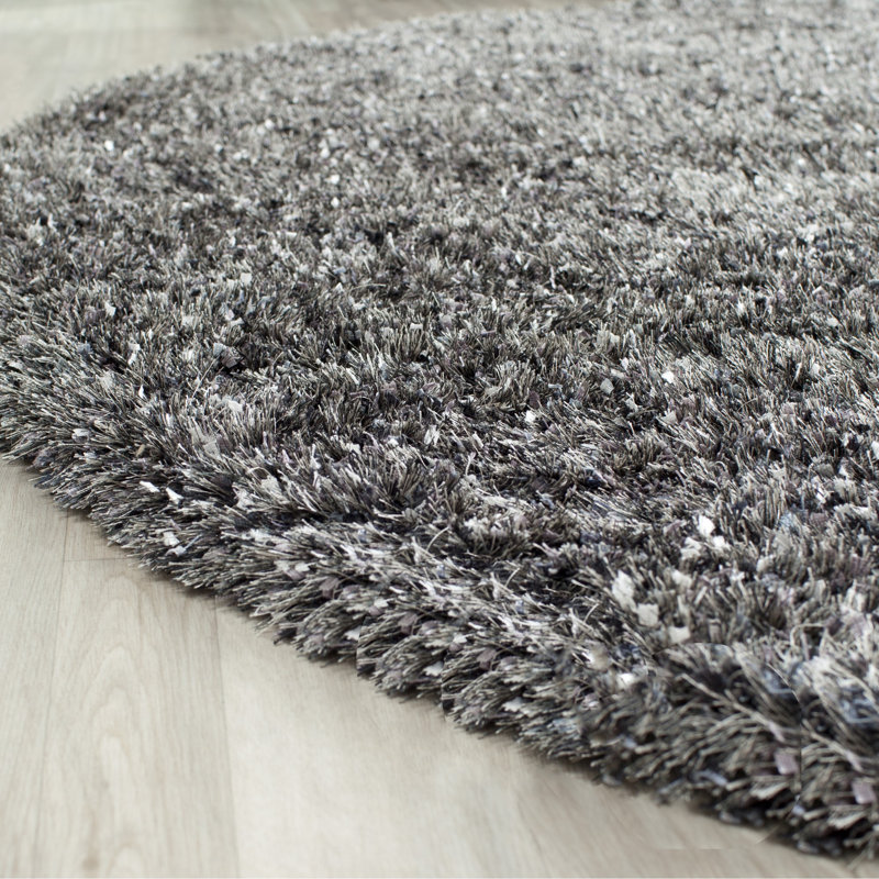 Tapis touffeté à la main gris anthracite Delane, Rond 5 pi